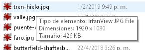 administrador archivos dimensiones